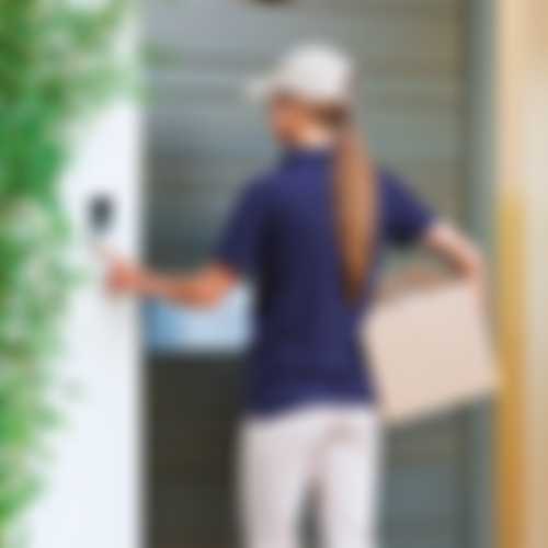Doorbell delivery woman